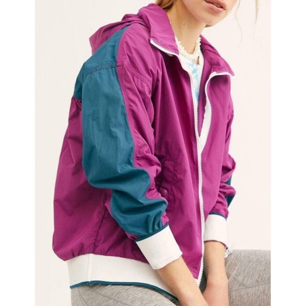 Free People Jacket Womens Small Boisenberry Highline Windbreaker Full Zip New